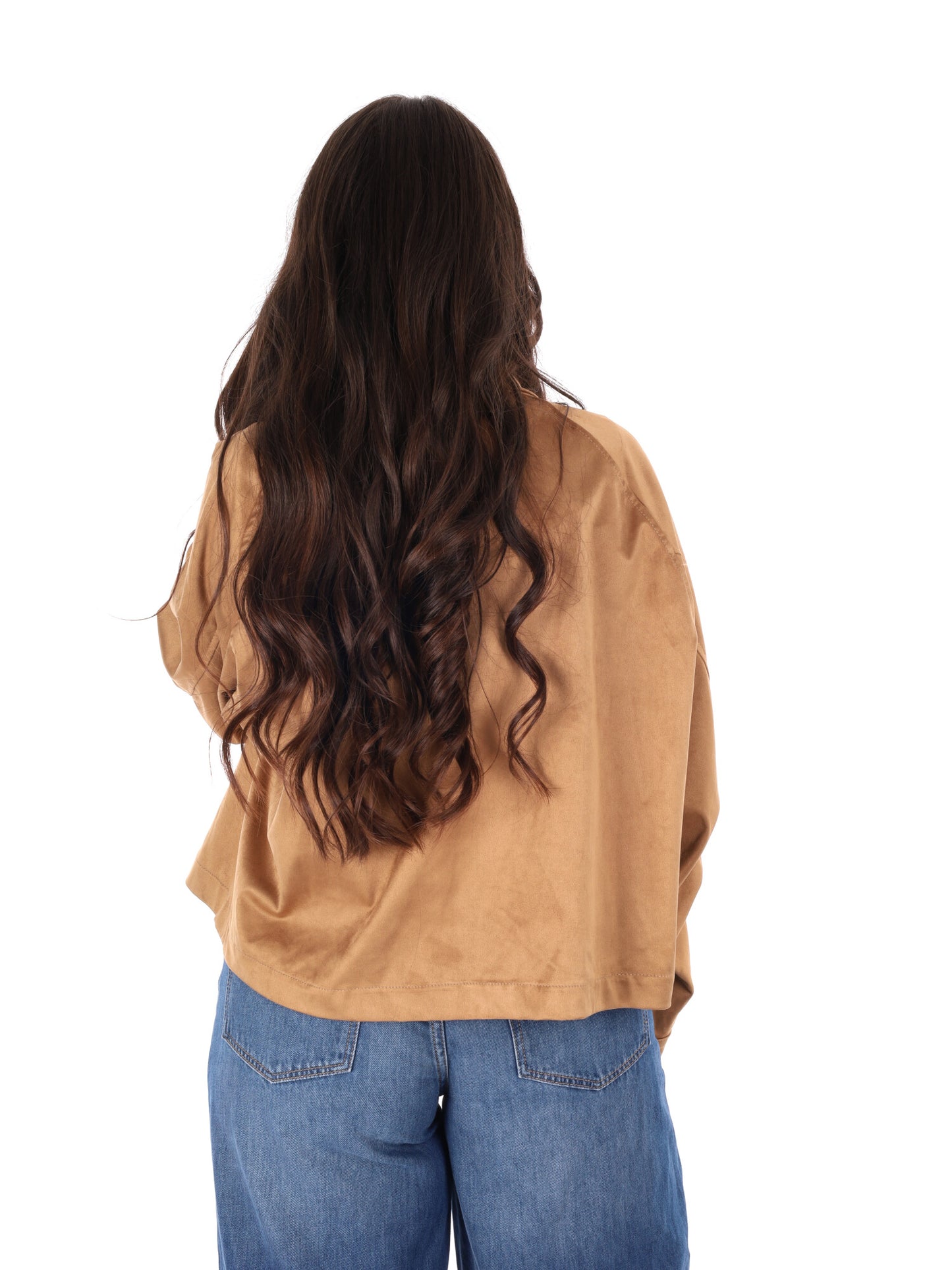 Giacchetto casual marrone Miss Love in scamosciato per donna