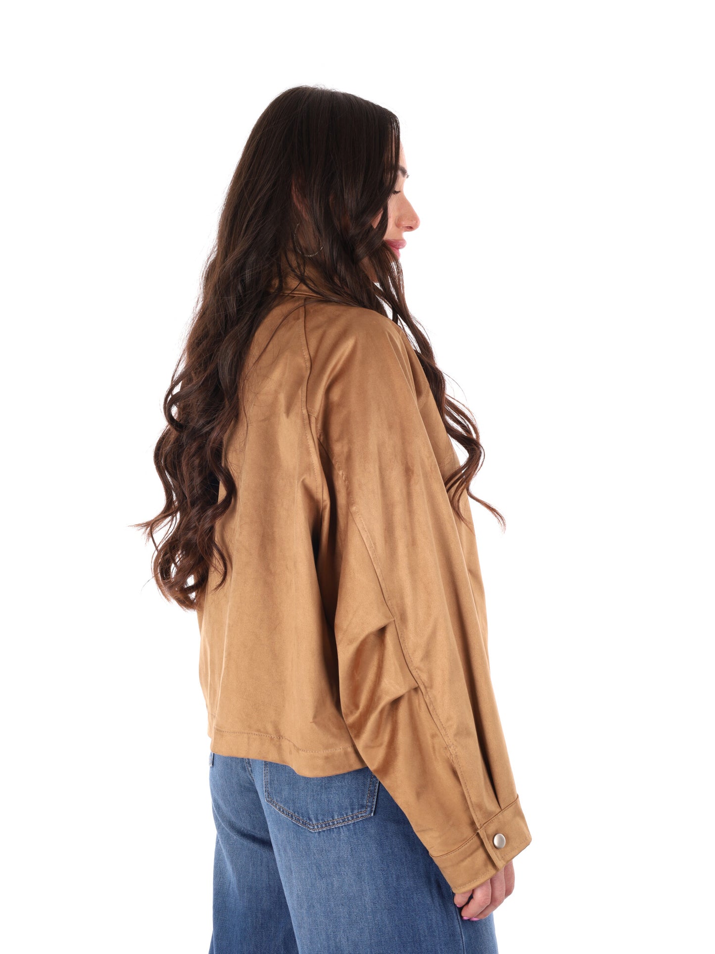 Giacchetto casual marrone Miss Love in scamosciato per donna