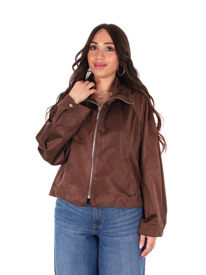 Miss Love giubbino loose da donna beige in poliestere ed elastane