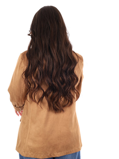 Blazer monopetto Miss Love donna beige in scamosciato effetto renna