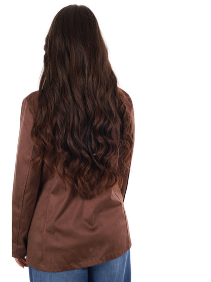 Miss Love blazer monopetto in scamosciato marrone da donna