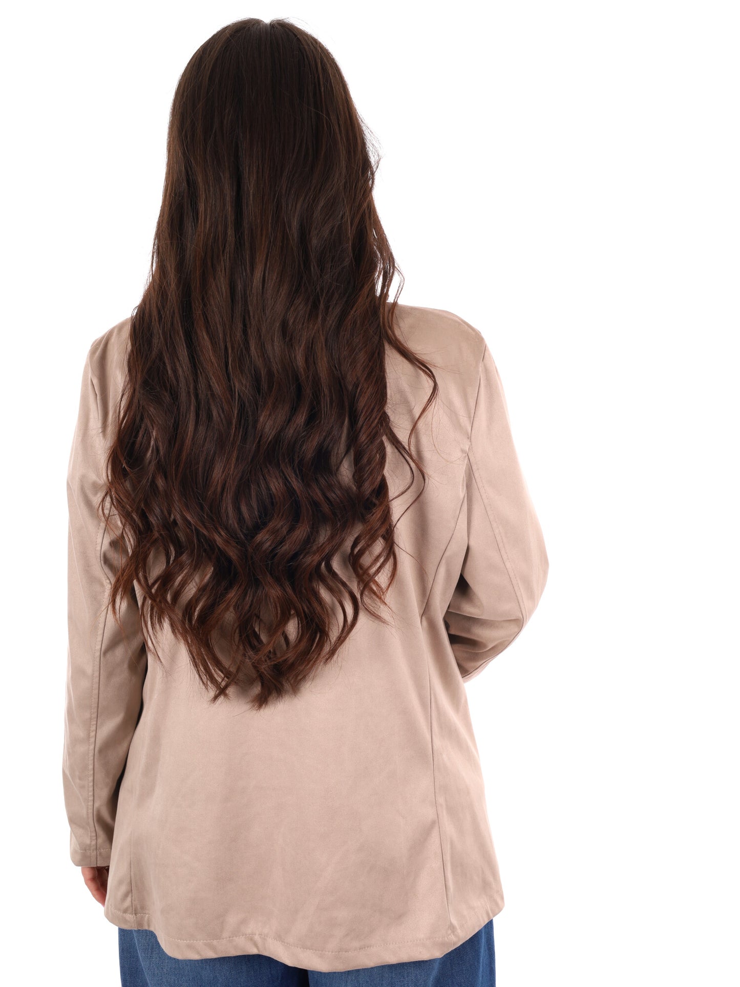 Blazer monopetto Miss Love in morbido scamosciato taupe da donna