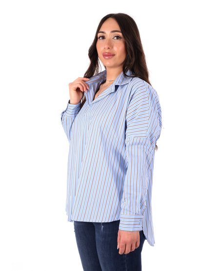 Camicia donna Miss Love azzurra in stile contemporaneo e chic