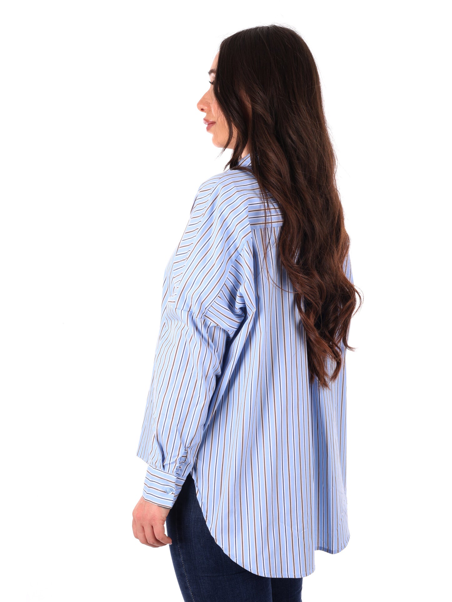 Camicia donna Miss Love azzurra in stile contemporaneo e chic