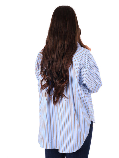 Camicia donna Miss Love azzurra in stile contemporaneo e chic