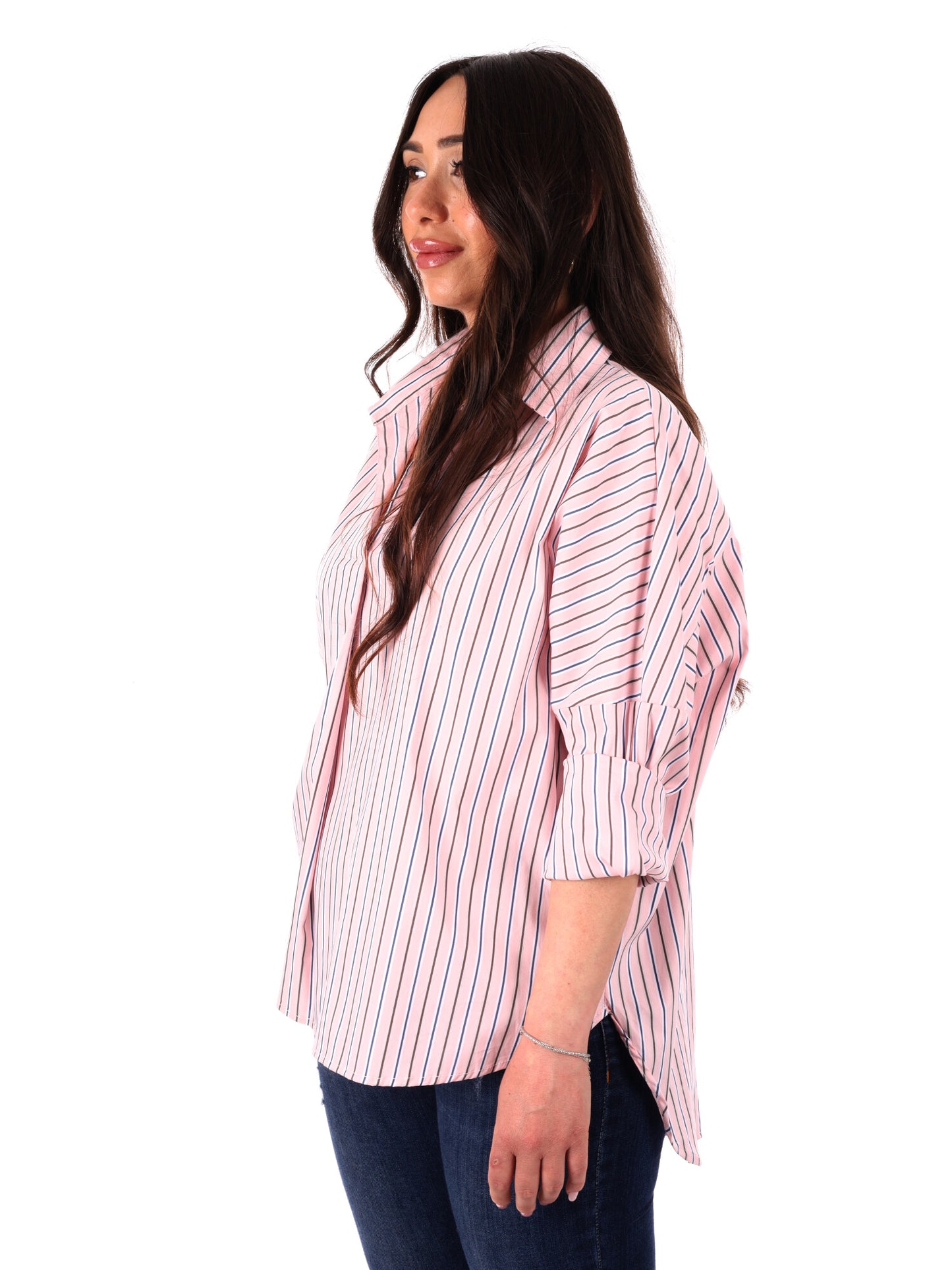 Camicia rosa da donna Miss Love, elegante e casual per primavera-estate