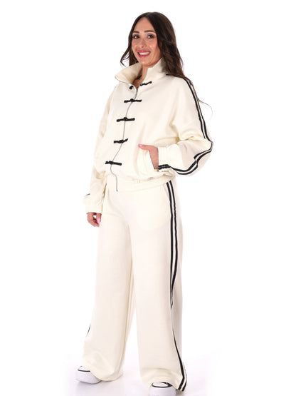 Tuta casual bianca Miss Love in cotone elasticizzato da donna