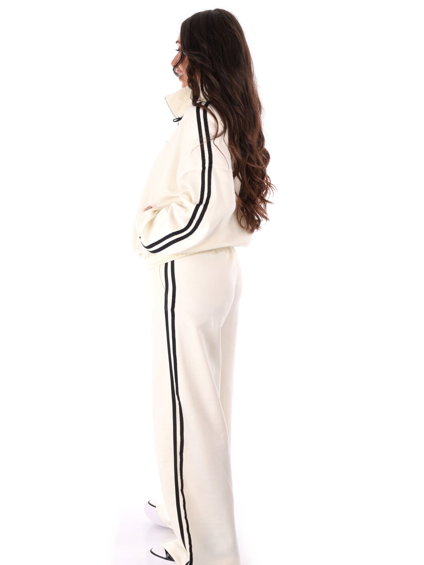 Tuta casual bianca Miss Love in cotone elasticizzato da donna