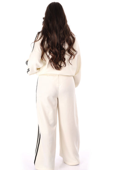 Tuta casual bianca Miss Love in cotone elasticizzato da donna