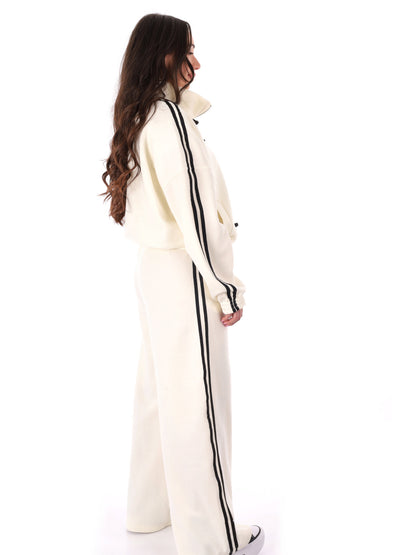 Tuta casual bianca Miss Love in cotone elasticizzato da donna