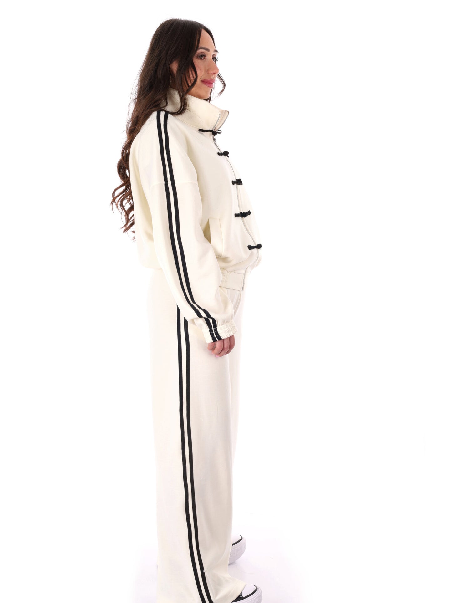Tuta casual bianca Miss Love in cotone elasticizzato da donna