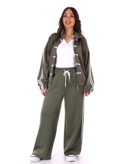 Tuta verde Miss Love da donna con zip e tasche frontali
