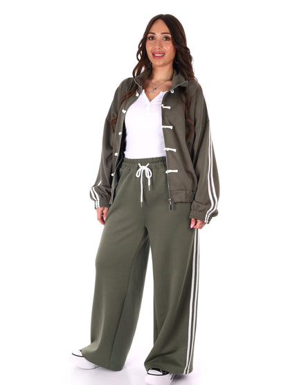 Tuta verde Miss Love da donna con zip e tasche frontali