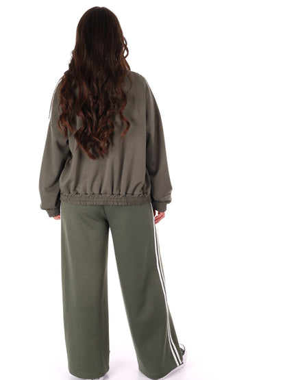 Tuta verde Miss Love da donna con zip e tasche frontali