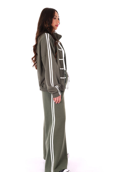Tuta verde Miss Love da donna con zip e tasche frontali