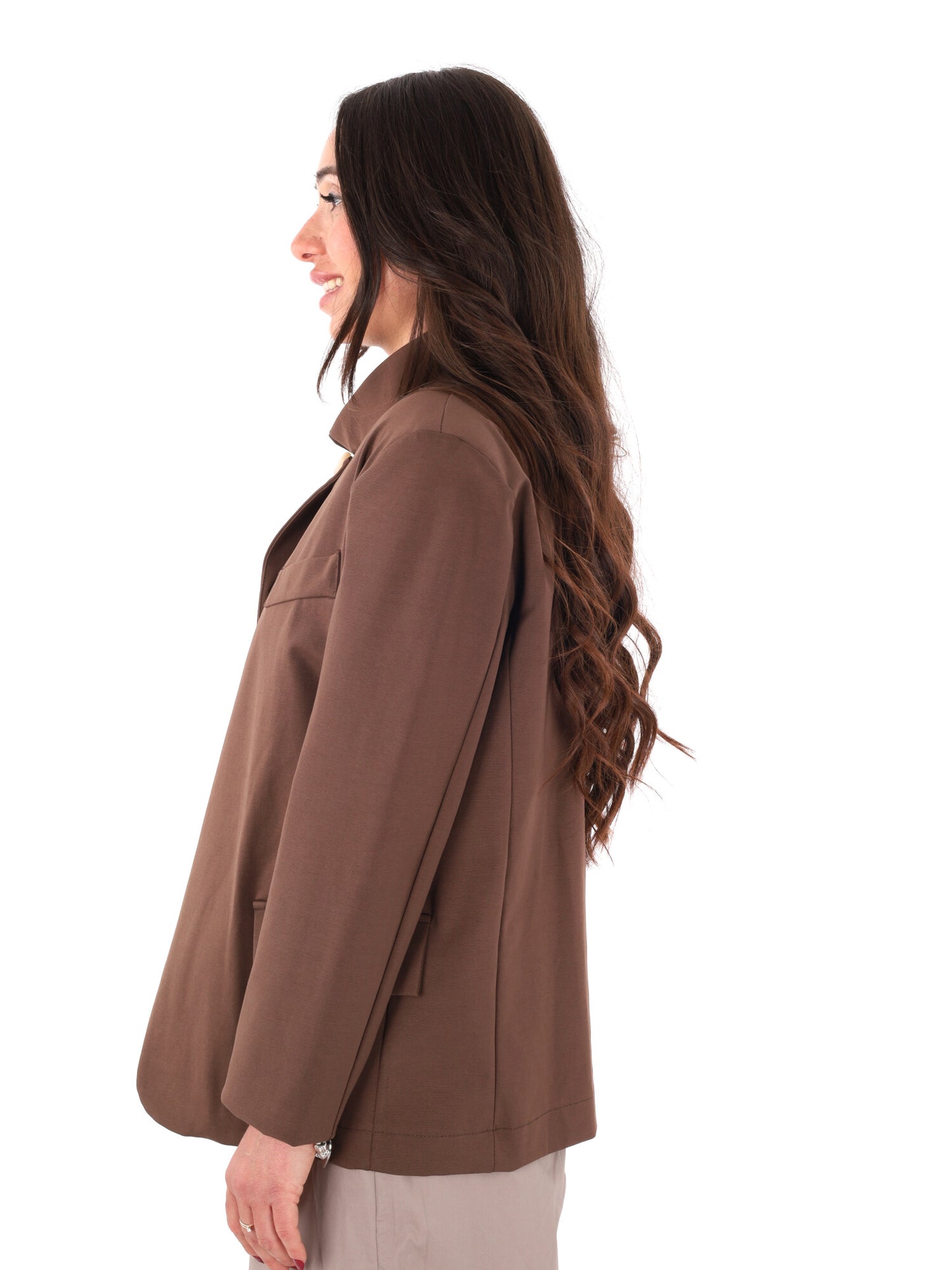 Miss Love giacca blazer donna marrone elegante