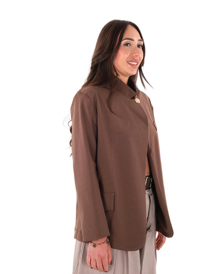 Miss Love giacca blazer donna marrone elegante