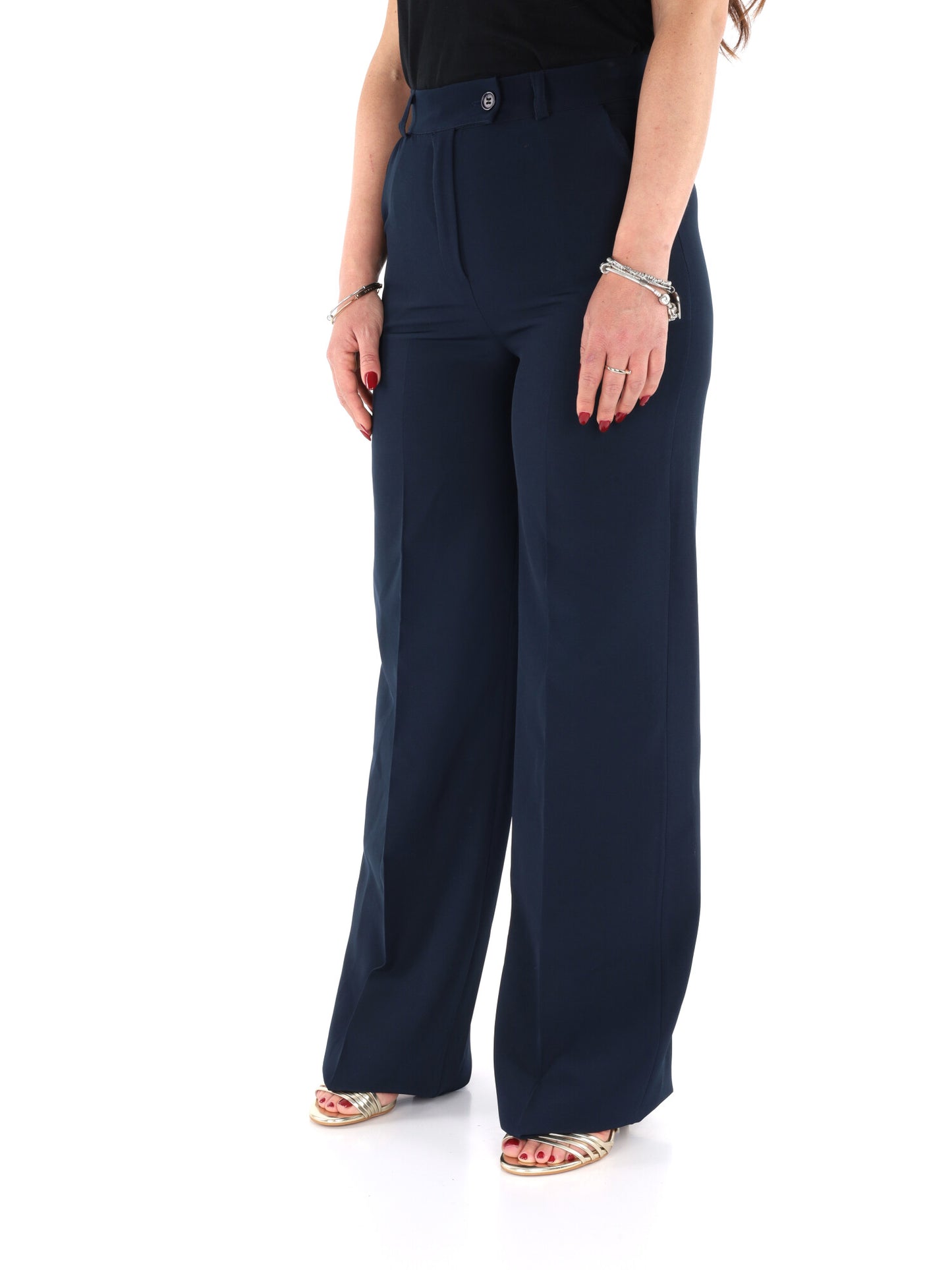 Pantaloni wide leg Miss Love donna blu per primavera estate