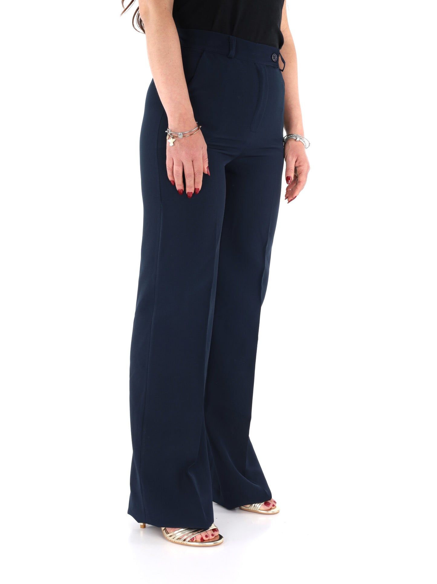 Pantaloni wide leg Miss Love donna blu per primavera estate