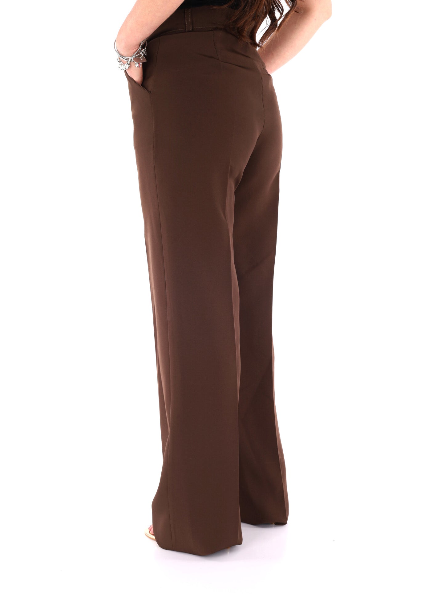Pantaloni donna Miss Love in marrone, eleganti per primavera-estate