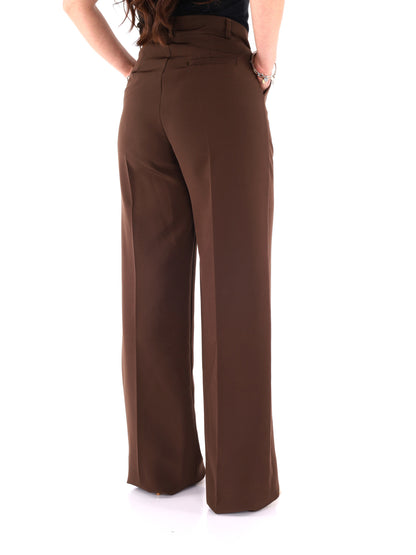 Pantaloni donna Miss Love in marrone, eleganti per primavera-estate