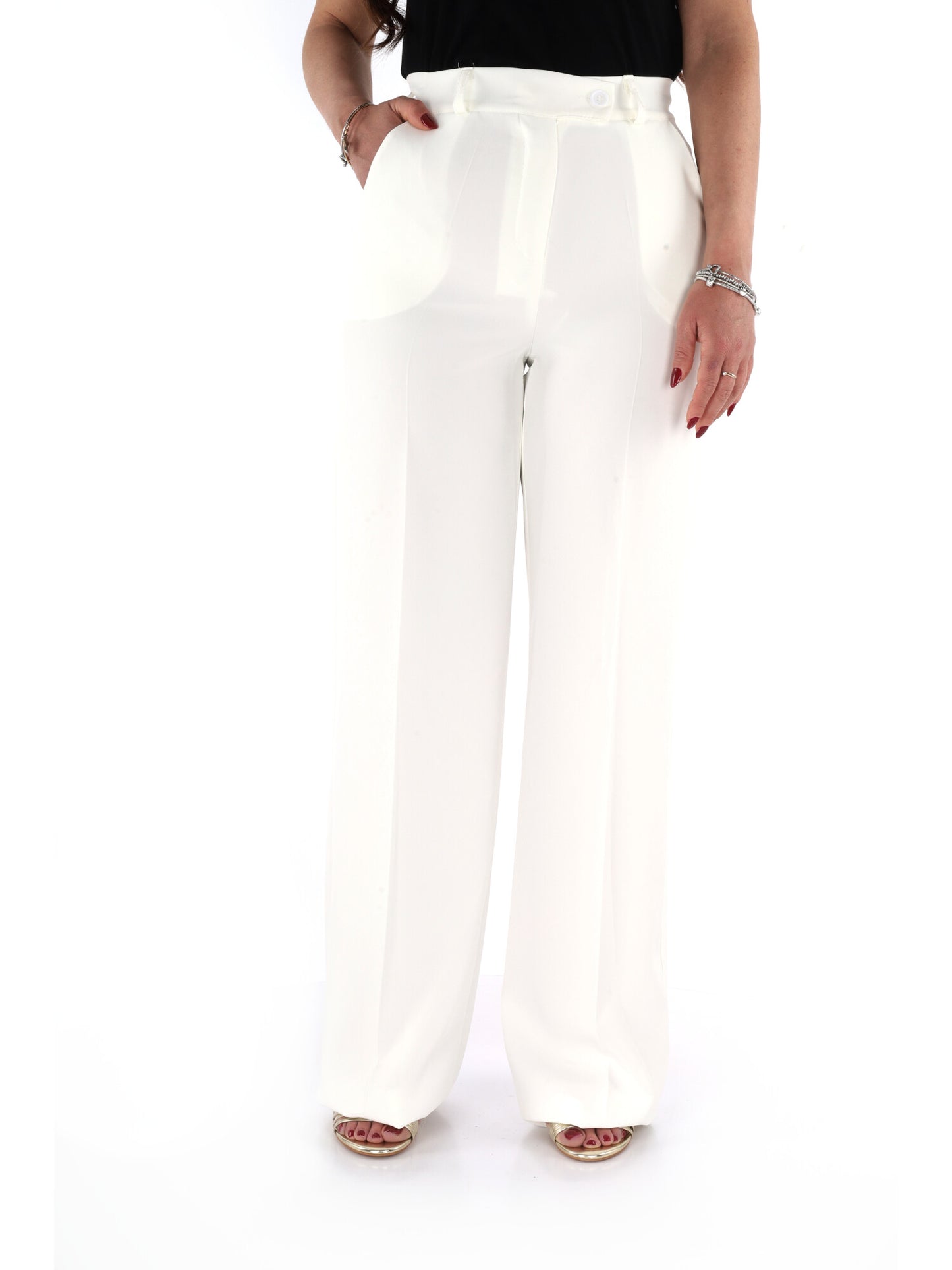 Pantaloni crema Miss Love da donna dal design contemporaneo