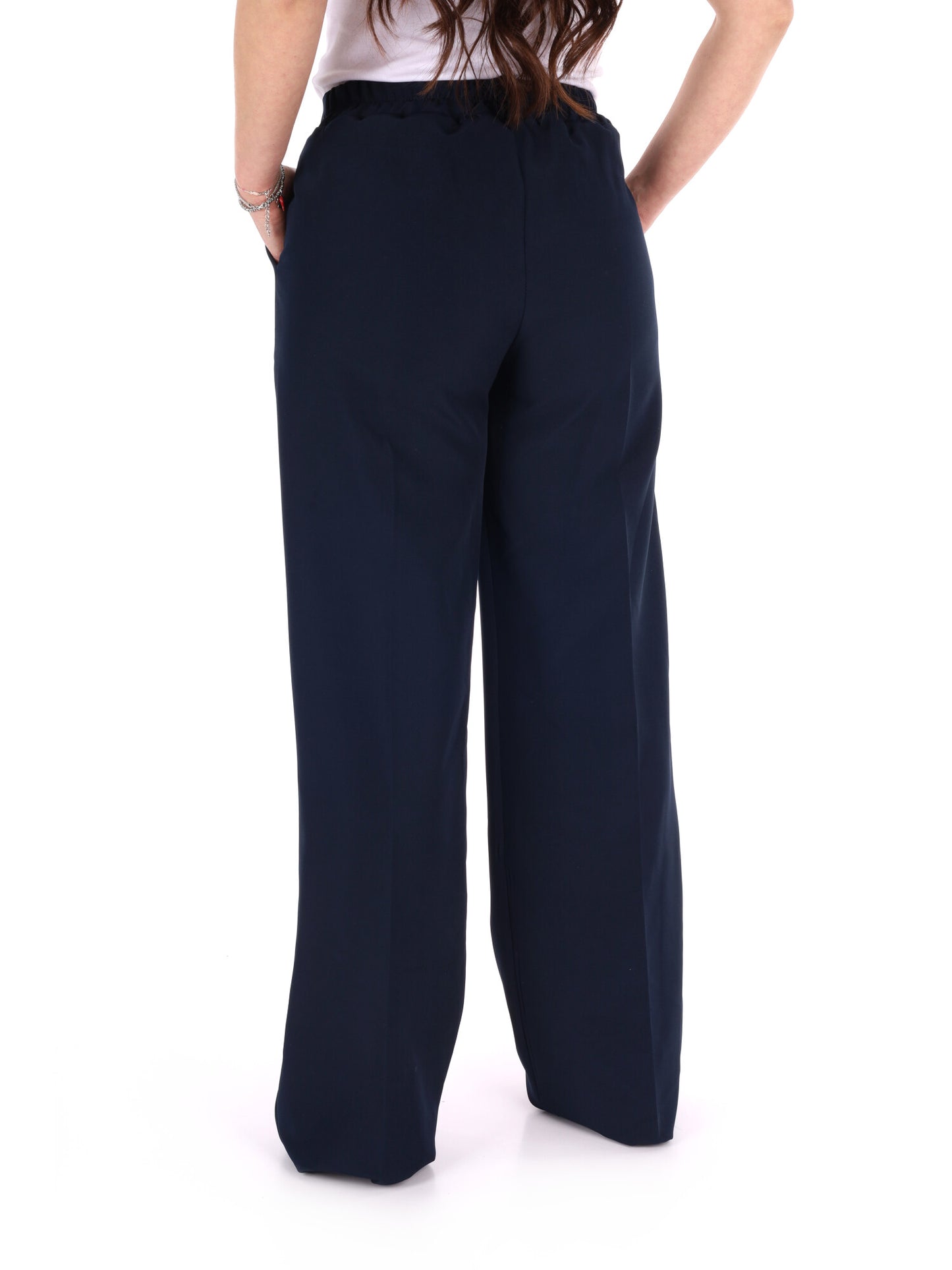 Pantalone elegante wide leg blu da donna Miss Love