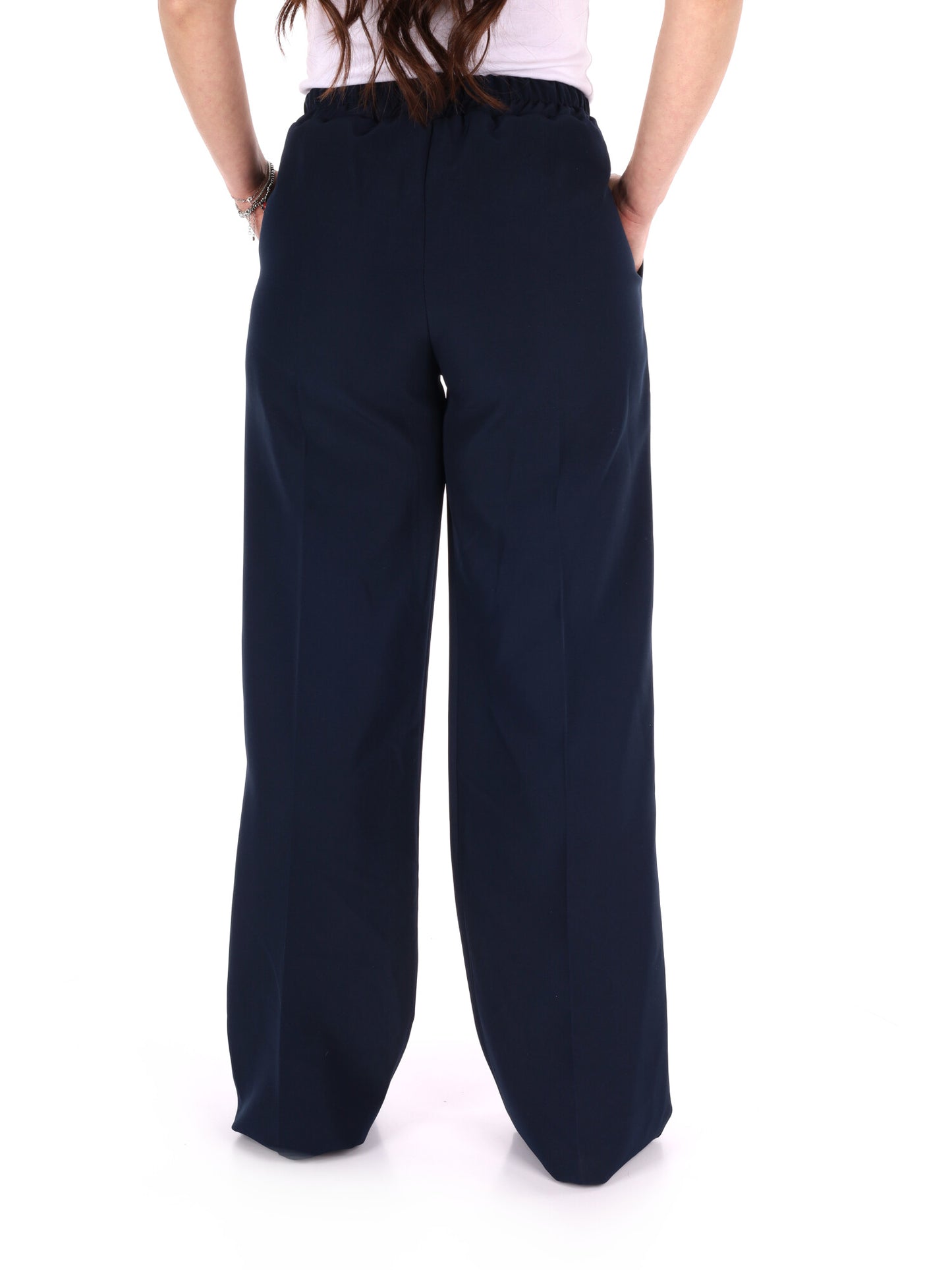 Pantalone elegante wide leg blu da donna Miss Love