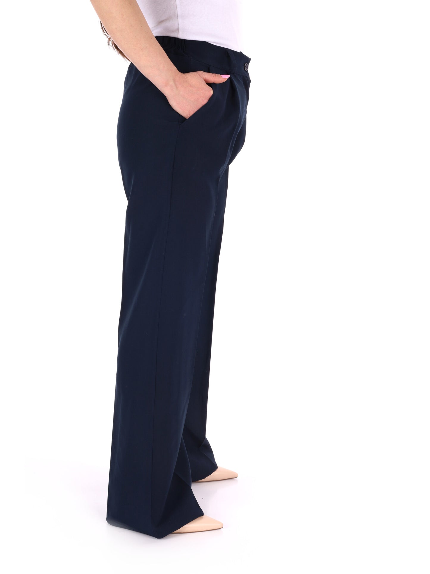 Pantalone elegante wide leg blu da donna Miss Love