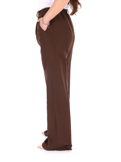Miss Love pantalone wide leg elegante marrone da donna