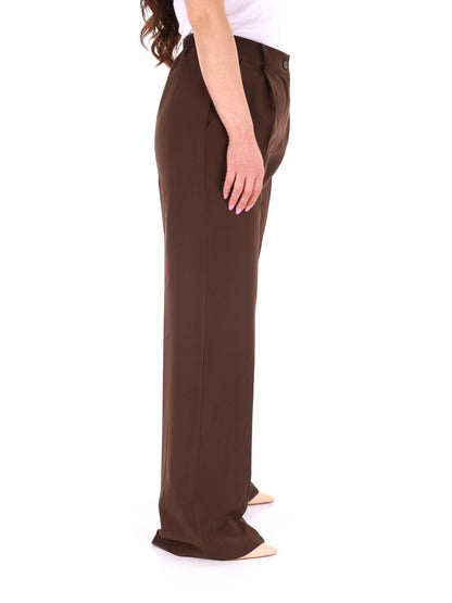 Miss Love pantalone wide leg elegante marrone da donna
