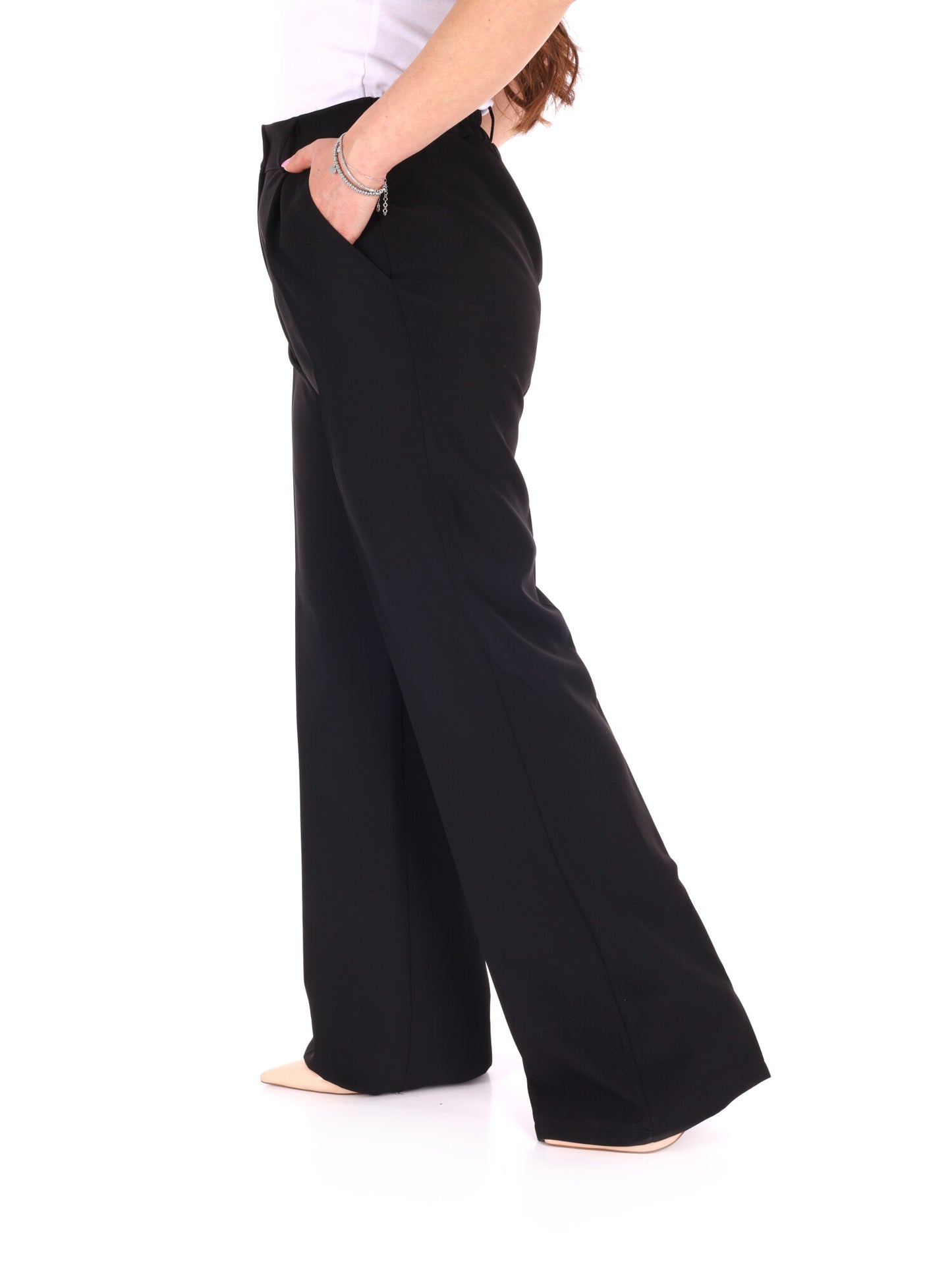 Pantalone wide leg nero elegante Miss Love da donna