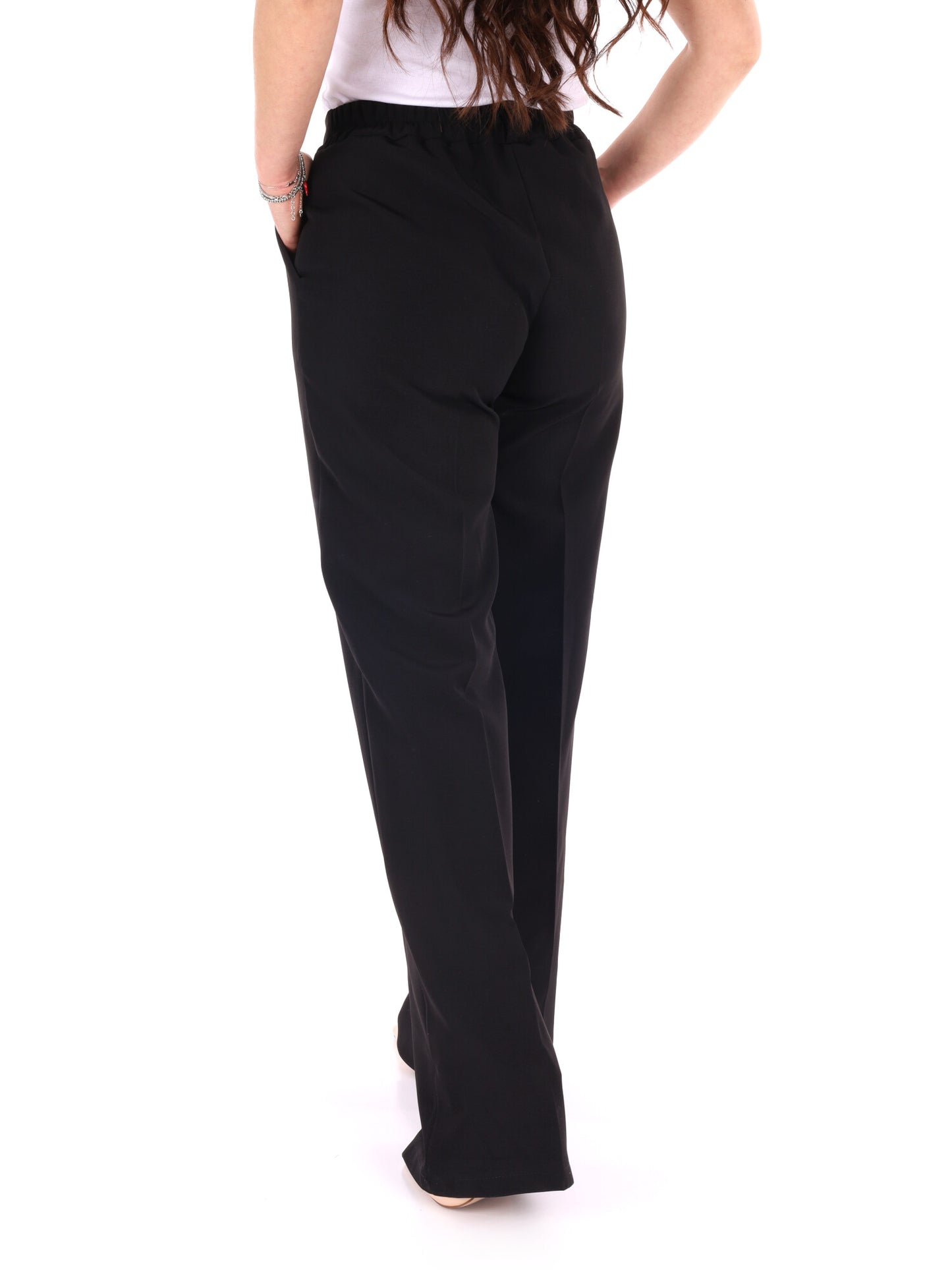 Pantalone wide leg nero elegante Miss Love da donna