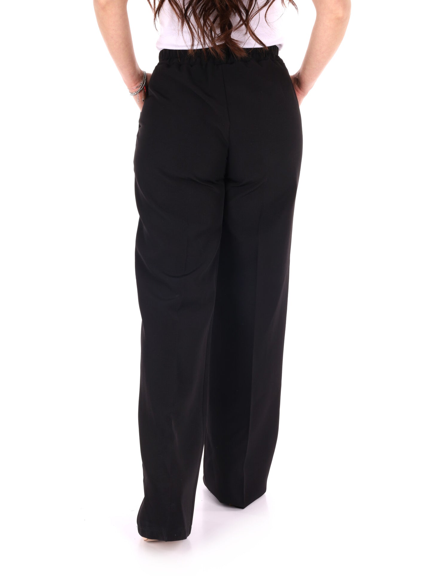 Pantalone wide leg nero elegante Miss Love da donna
