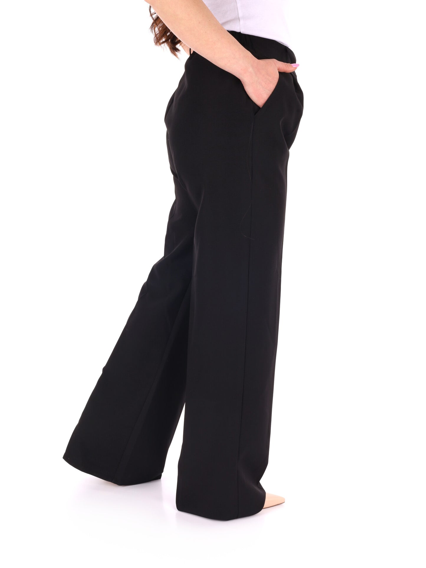 Pantalone wide leg nero elegante Miss Love da donna