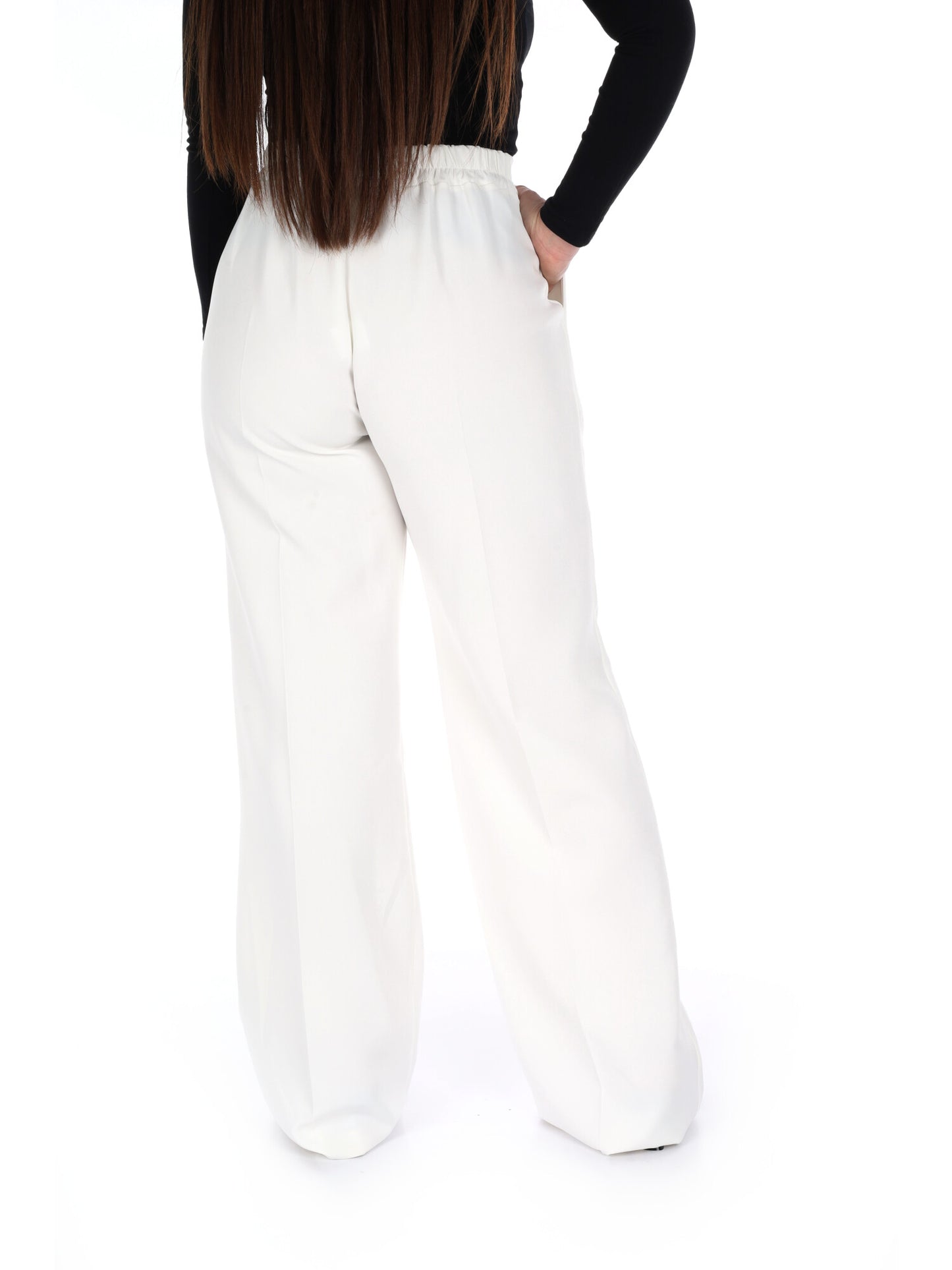 Pantalone wide leg elegante panna da donna Miss Love