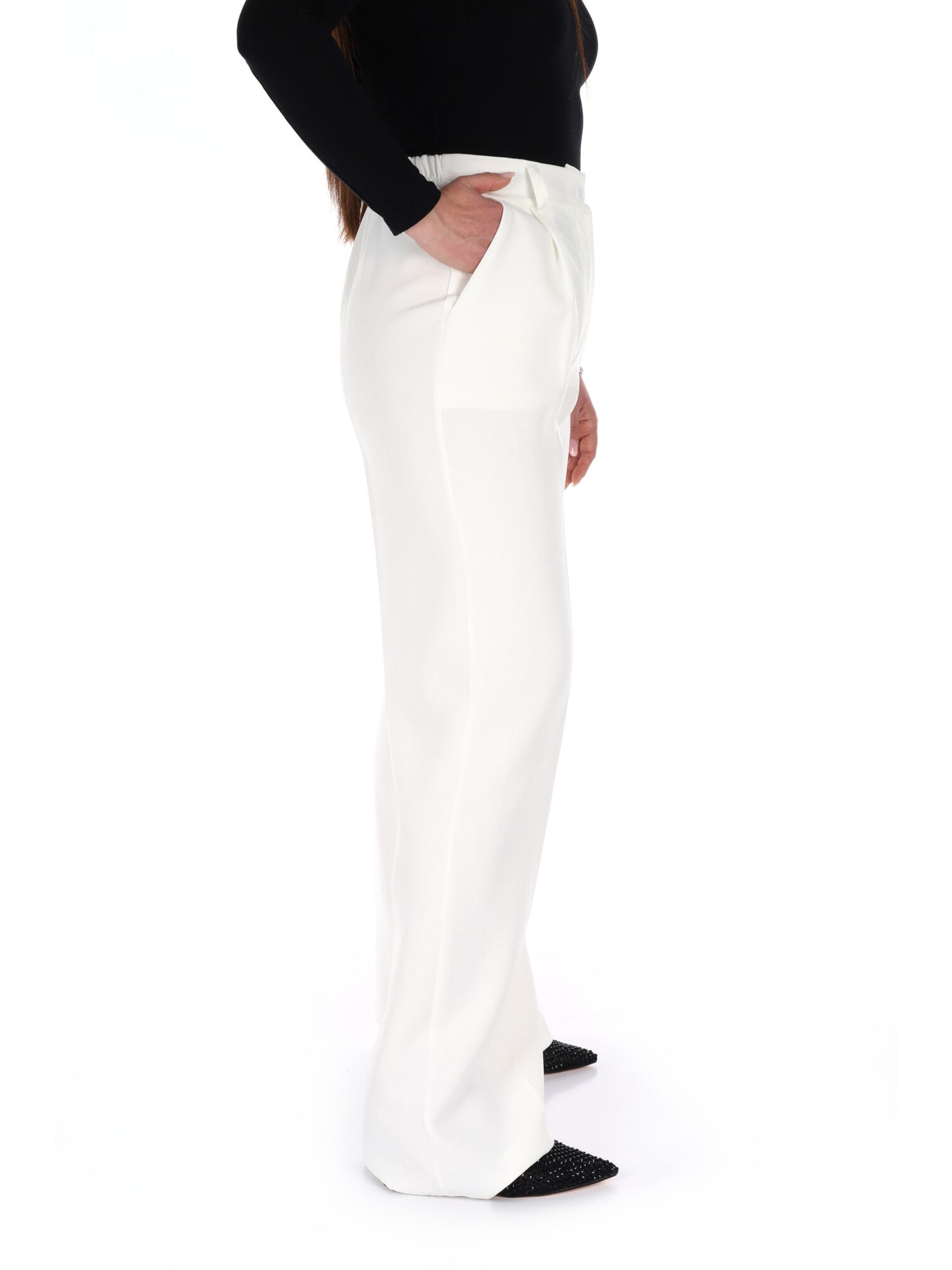 Pantalone wide leg elegante panna da donna Miss Love