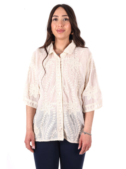 Miss Love camicia elegante beige senza maniche da donna