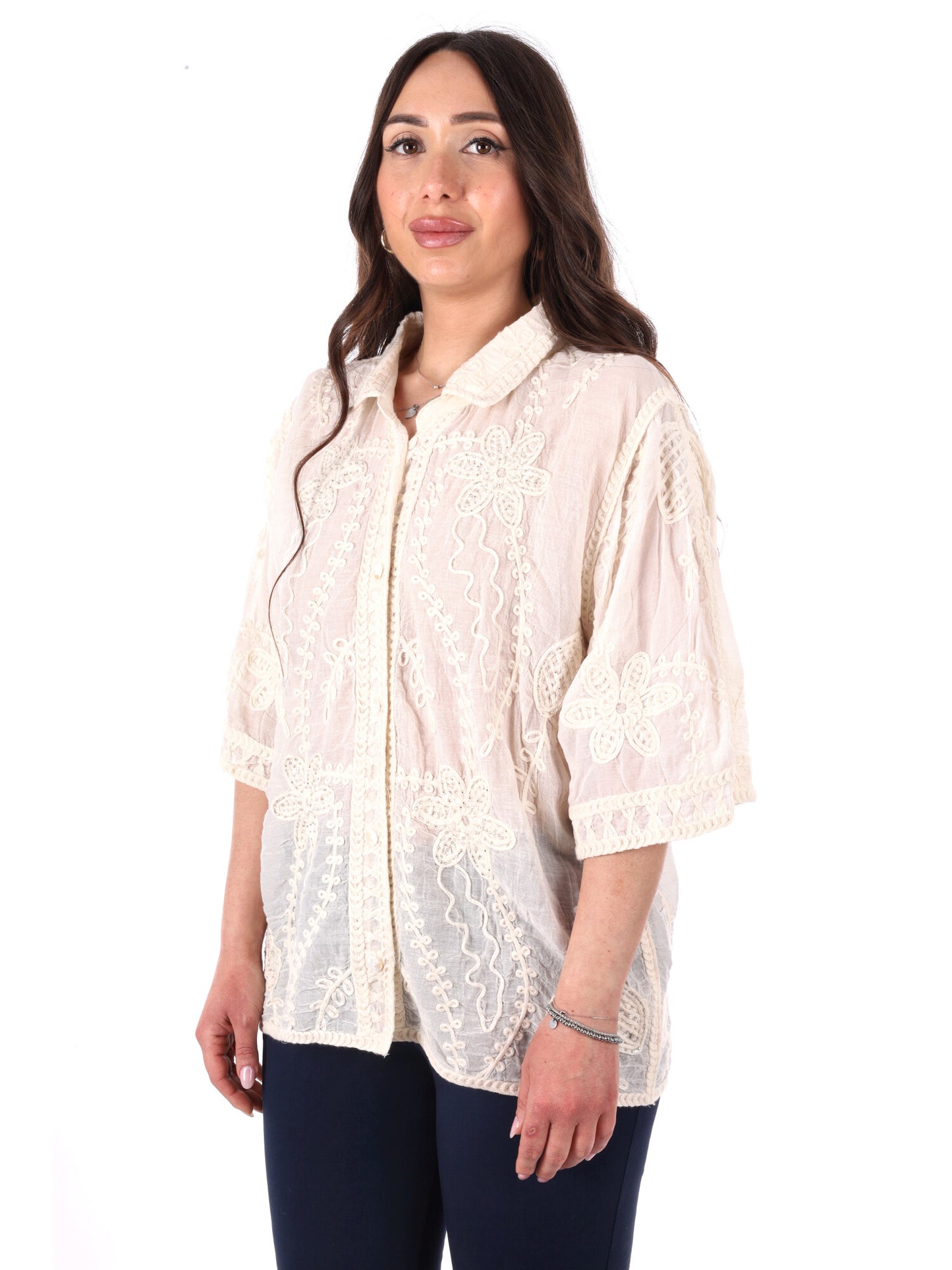 Miss Love camicia elegante beige senza maniche da donna