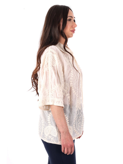 Miss Love camicia elegante beige senza maniche da donna