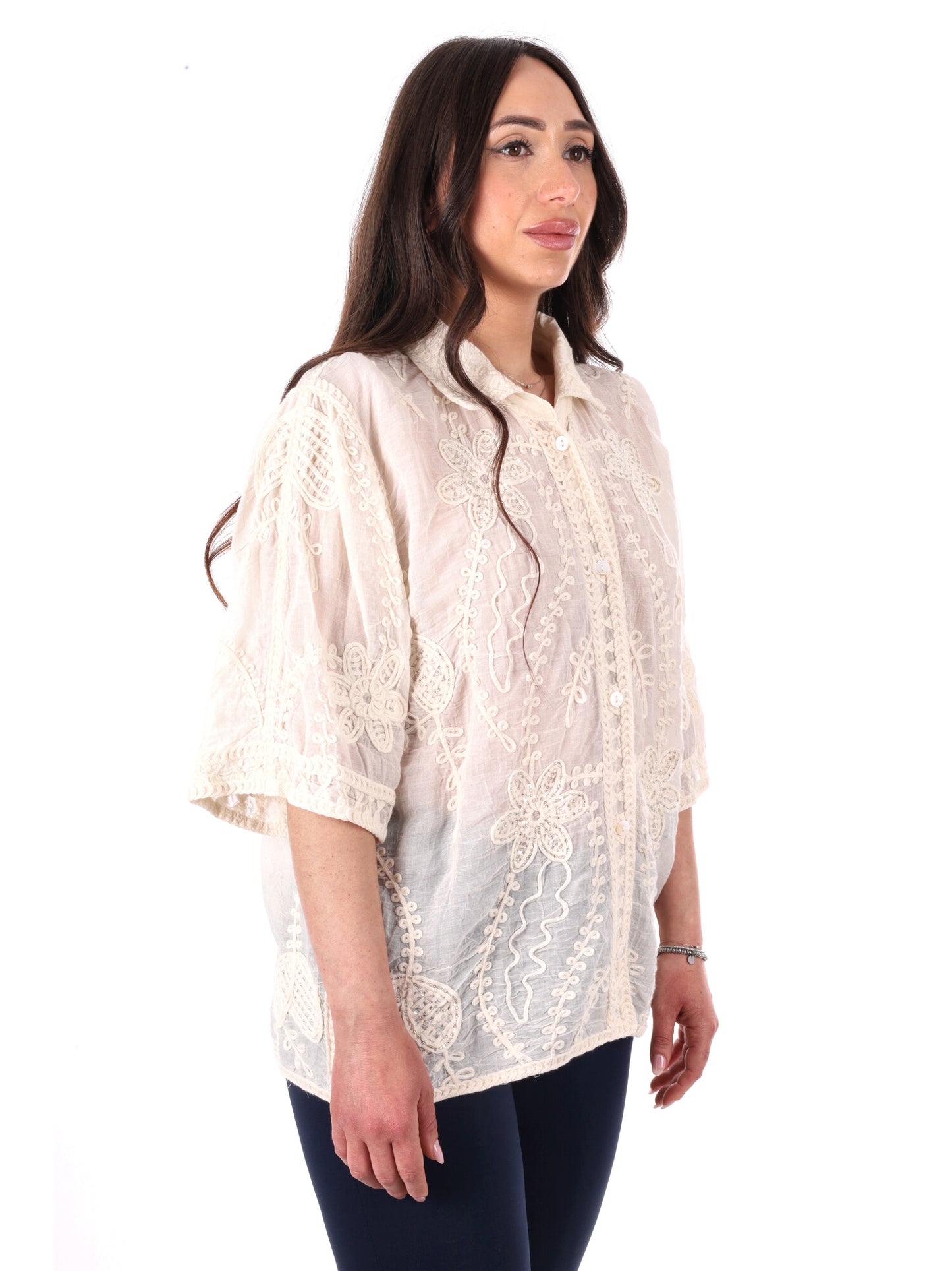 Miss Love camicia elegante beige senza maniche da donna