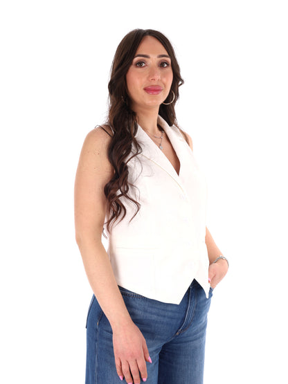 Gilet da completo elegante Miss Love panna da donna