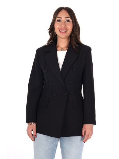 Miss Love giacca blazer doppiopetto da donna nera per primavera-estate