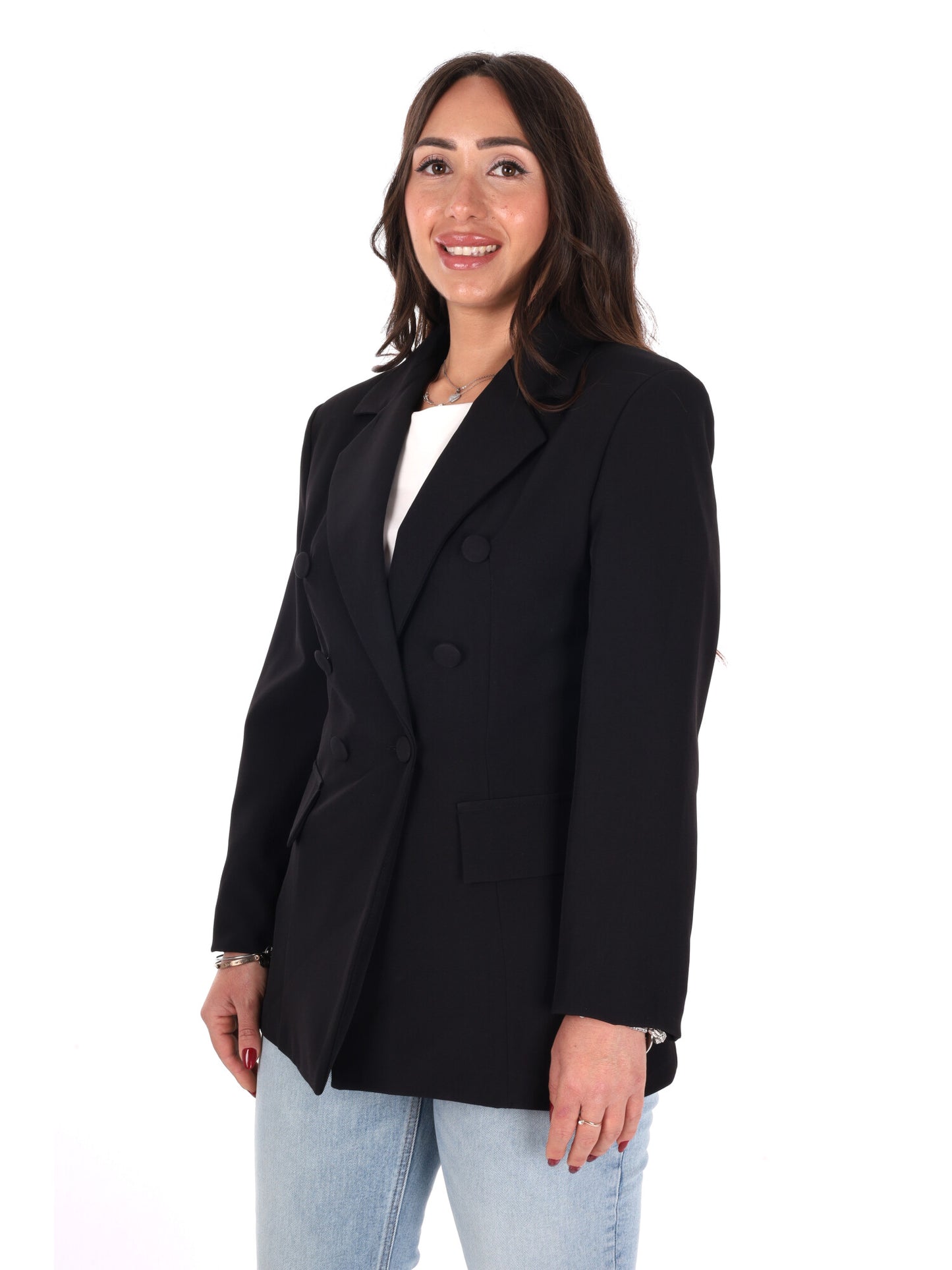 Miss Love giacca blazer doppiopetto da donna nera per primavera-estate