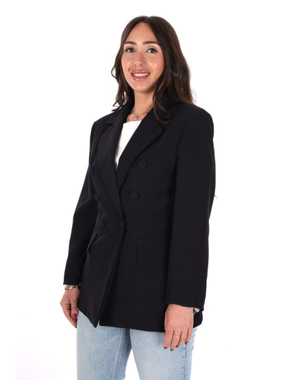 Miss Love giacca blazer doppiopetto da donna nera per primavera-estate
