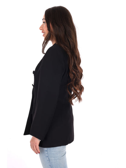 Miss Love giacca blazer doppiopetto da donna nera per primavera-estate