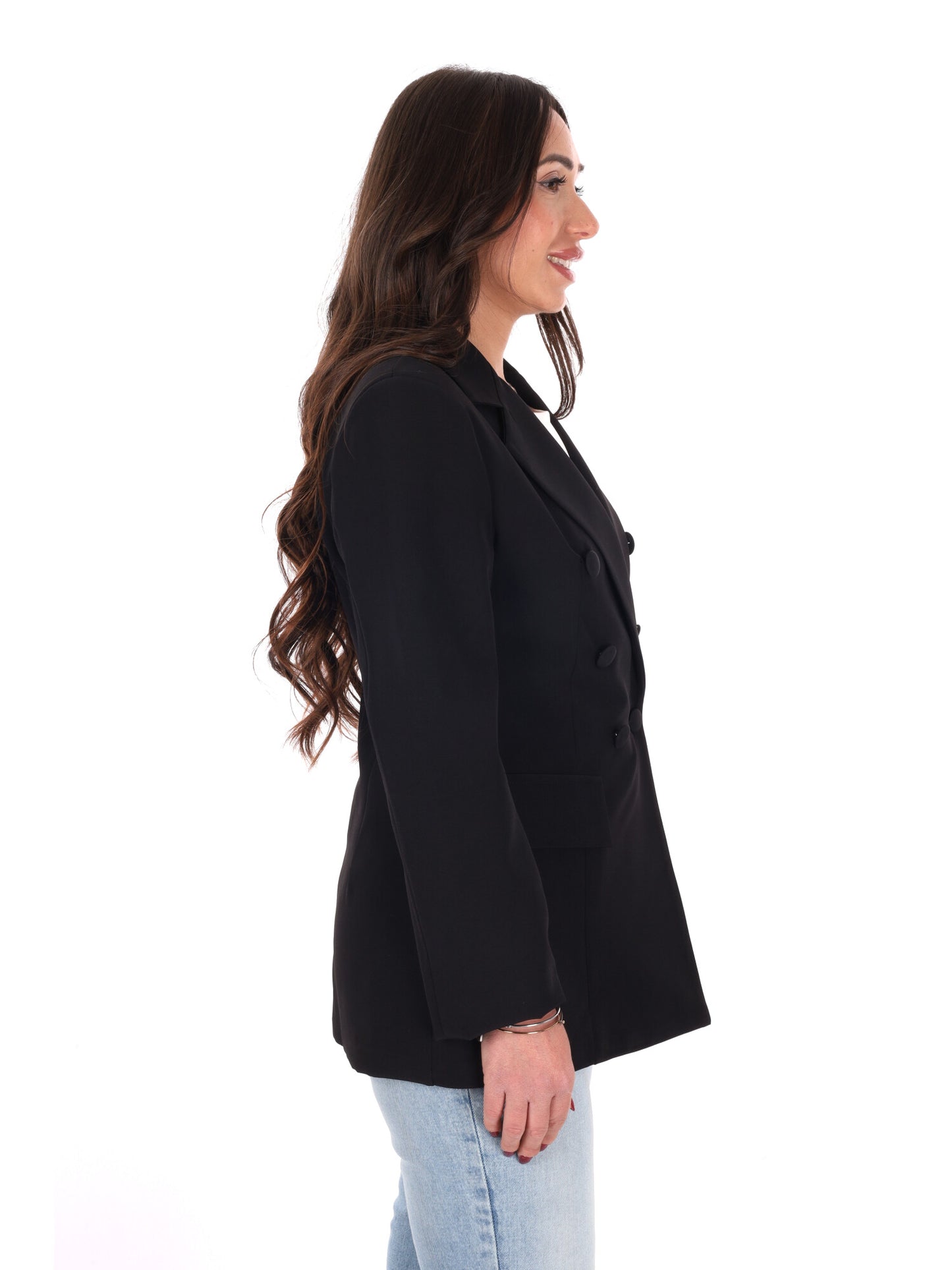 Miss Love giacca blazer doppiopetto da donna nera per primavera-estate