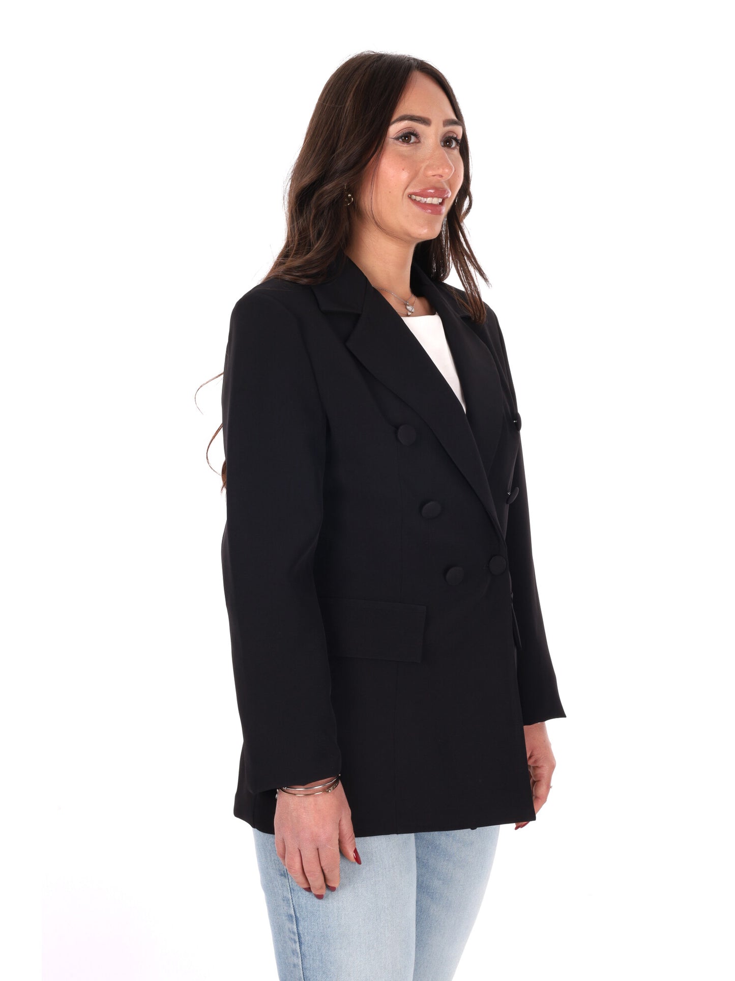 Miss Love giacca blazer doppiopetto da donna nera per primavera-estate