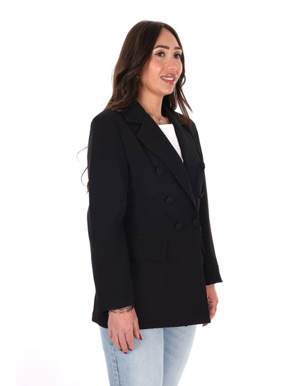 Miss Love giacca blazer doppiopetto da donna nera per primavera-estate