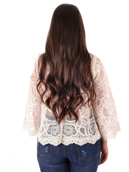 Top senza maniche in pizzo beige Miss Love da donna